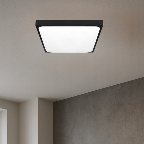 plafoniera neagra patrata luvo 2xe27 ip44 305mm
