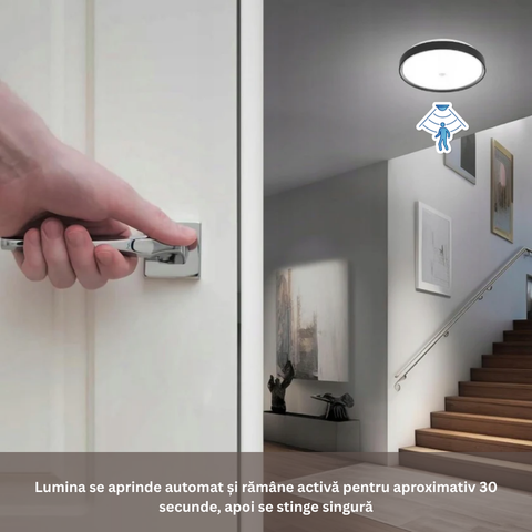 plafoniera led neagra 24w rotunda luvo cu senzor rf ip44
