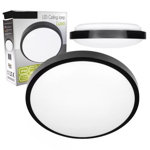 plafoniera rotunda neagra luvo 2xe27 ip44 Ø305mm
