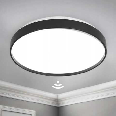 plafoniera inteligenta neagra 18w 4000k senzor miscare dip
