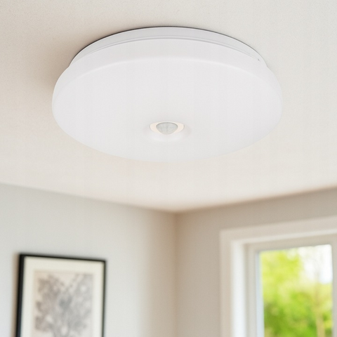 plafoniera rotunda slim mevo 2xe27 cu senzor pir 6m
