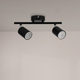 spot tavan negru cu două surse GU10, plafonieră interior modern neagră