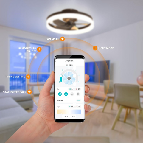 Plafoniera LED CCT cu ventilator, control prin aplictia smart home, smart life, tuya, led-box.ro