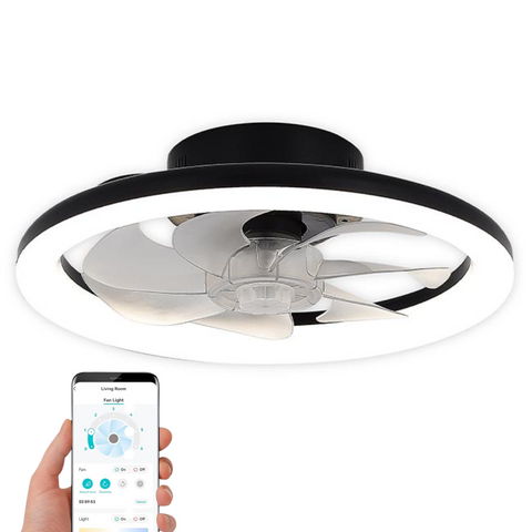 Plafoniera LED cu ventilator, control aplictie, led-box.ro