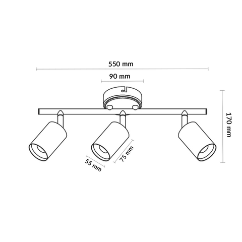 corp iluminat dublu-serie Black 3 spoturi