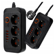 prelungitor multifunctional cu 3 prize, 4 porturi usb tip A si un port usb tip C, led-box.ro