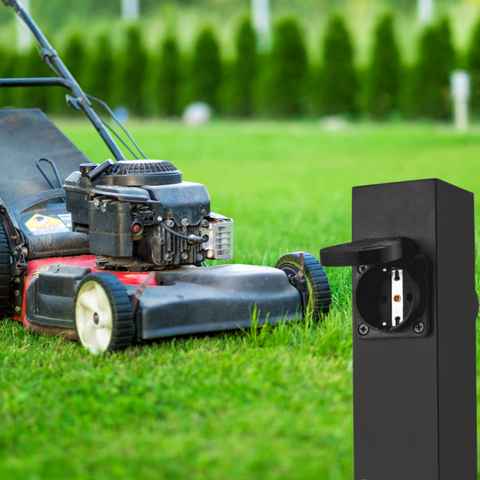 stalp cu prize 230v pentru alimentat echipamente electrice exterior