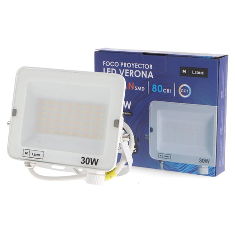 Proiector LED Verona Alb 30W CCT, IP65, 3000lm