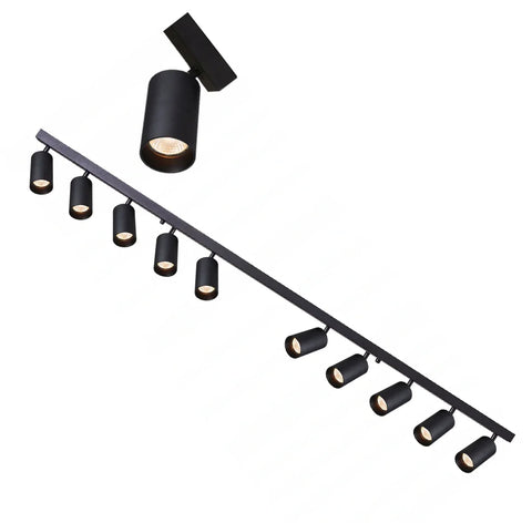 Lampă LED GU10 VIKI-L cu 10 Spoturi pe Bară Neagră