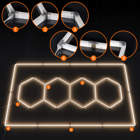 Lampă LED Hexagon de Tavan pentru Garaj și Atelier 484 x 243 cm