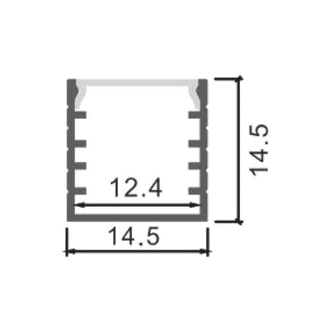 Profil aluminiu Jesf, pentru banda LED, 14.5 x 14.5 mm, 2 m - led-box.ro