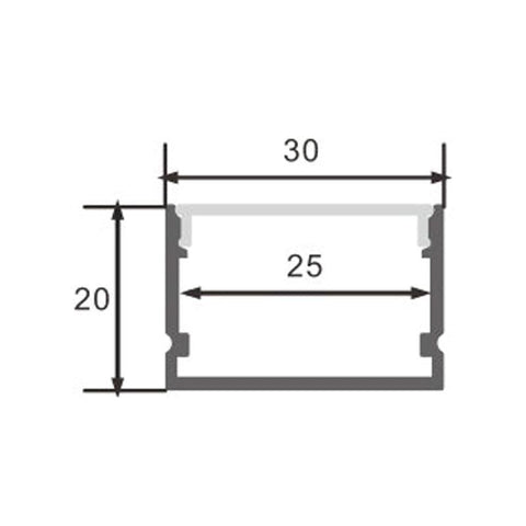 Profil aluminiu Rok, pentru banda LED, 20 x 30 mm, 2 m - led-box.ro