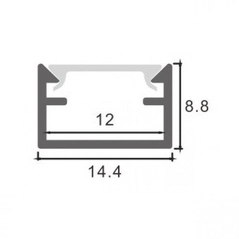 Profil aluminiu Strush, pentru banda LED, 8.8 x 14.4 mm, 2 m - led-box.ro