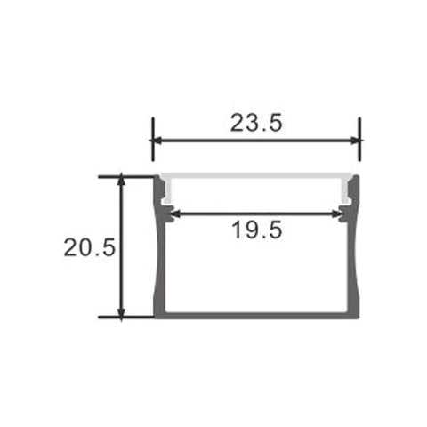 Profil aluminiu Sumo, pentru banda LED, 20.5 x 23.5 mm, 2 m - led-box.ro