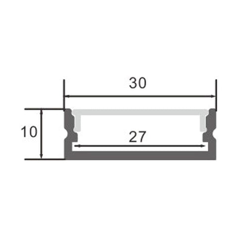 Profil aluminiu Trake, pentru banda LED, 10 x 30 mm, 2 m - led-box.ro