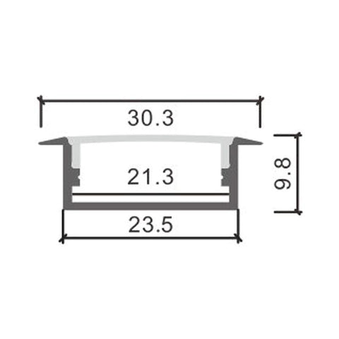 Profil din aluminiu pentru banda LED, 9.8 x 30.3 mm, 2 m, alb - led-box.ro