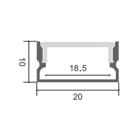 Profil din aluminiu Sino, pentru banda LED, 10 x 20 mm, 2 m - led-box.ro