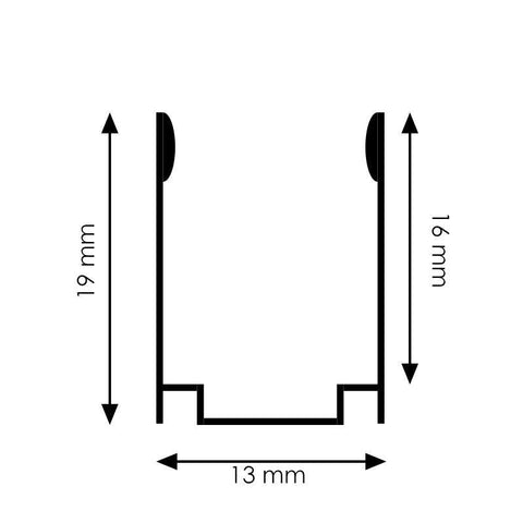 Profil din aluminiu U2 pentru banda LED, 19x13 mm, 24V/220V, 2 metri - led-box.ro