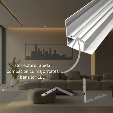 profil led din aluminiu, conectare rapida compatibil cu benzi led