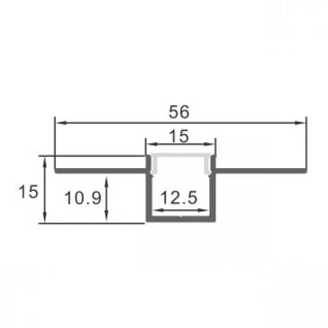 Profil LED arhitectural incastrabil Crow, aluminiu, 15 x 56 mm, 2 m - led-box.ro