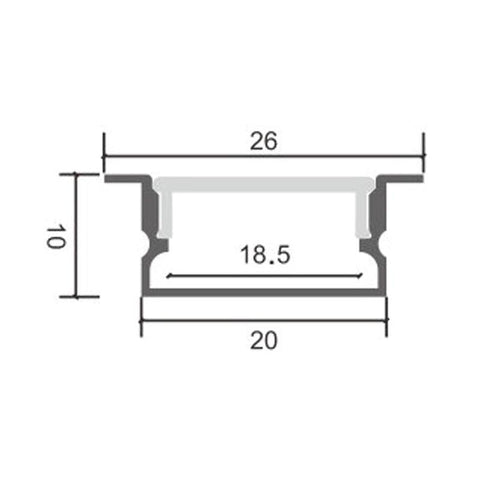Profil LED incastrat Hieg, aluminiu, 10 x 26 mm, lungime 2 m - led-box.ro