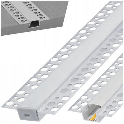 Profil LED dublu pentru rigips, montaj în pereți și plafoane, aluminiu anodizat
