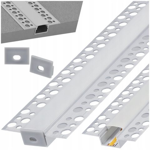 Profil LED dublu pentru rigips, montaj în pereți și plafoane, aluminiu anodizat
