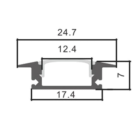 Profil LED incastrat SUB din aluminiu 7 x 24.7 mm, 2 m, negru - led-box.ro
