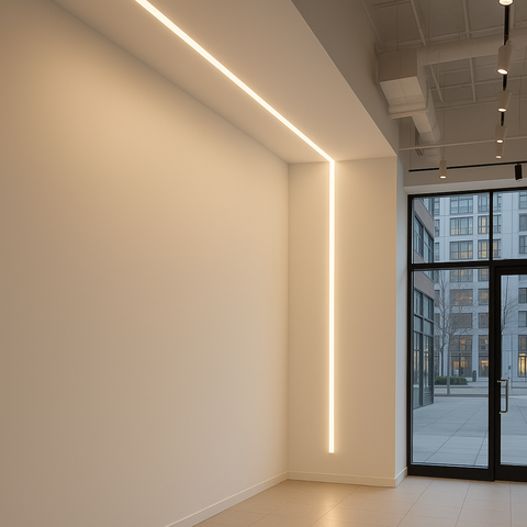Montaj profil LED sub tencuială pentru iluminat modern
