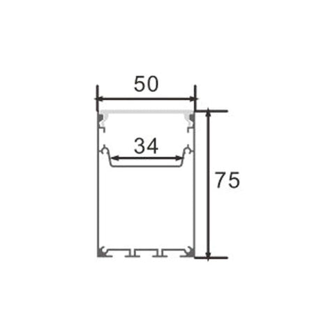 Profil LED Pery, montaj aparent sau suspendat, 75 x 50, 2 metri - led-box.ro