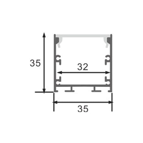 Profil LED suspendat Fate, din aluminiu, 35 x 35 mm, 2 metri, alb - led-box.ro