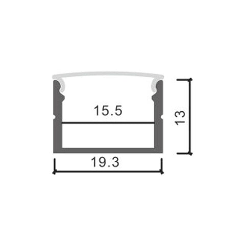 Profil LED Wefu, aluminiu, 13x19.3 mm, 2 m - led-box.ro