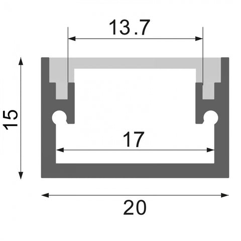 Profil LED de pardoseala FAT, din aluminiu, 20 x 20 mm - 2 metri