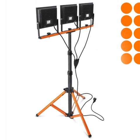 Proiector LED 3x100W pe trepied iluminat șantier construcții