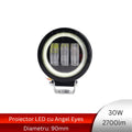 Proiector auto Angel Eyes, proiector rotund moto, proiector rotund atv, proiectoare rotunde atv, proiector led off road, proiectoare rotunde angel eyes 12v, proiector moto 30w,