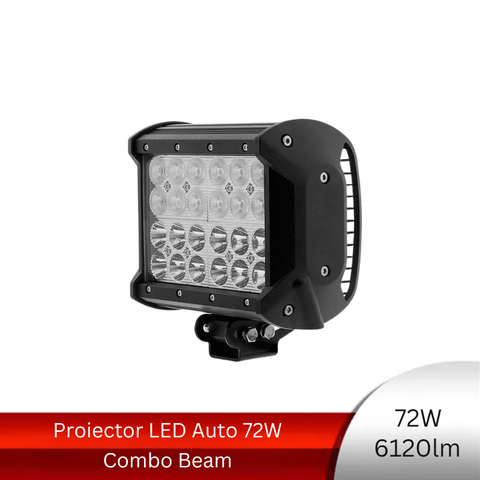Proiector LED Auto Cu Doua Faze 72W/12V-24V, 16.7 cm, Combo - led-box.ro