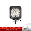 proiector auto patrat, proiector led auto 27w, proiectoare auto spot beam, proiectoare off road, proiector offroad 12v-24v, proiectoare led camion, proiectoare suv, proiector auto 1980lm, led-box.ro