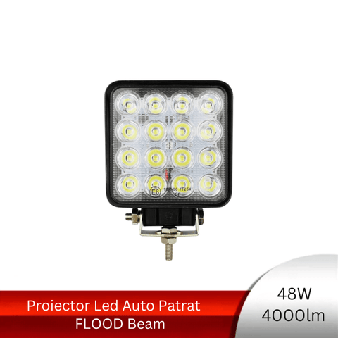 proiector offroad, proiector auto 48w, proiectoare led camion, proiectoare suv, proiector auto, proiectoare auto, proiectoare masini teren, proiector auto patrat, proiector auto flood beam, led-box.ro