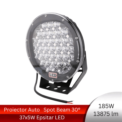 proiector offroad rotund, proiector auto 185w, proiectoare led camion, proiectoare suv, proiectoare auto, proiectoare masini teren, proiector auto rotund, proiector auto spot beam, led-box.ro