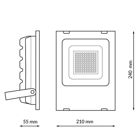 proiector din aluminiu pentru exterior, ip65, putere 50w, dimensiuni 210x240mm