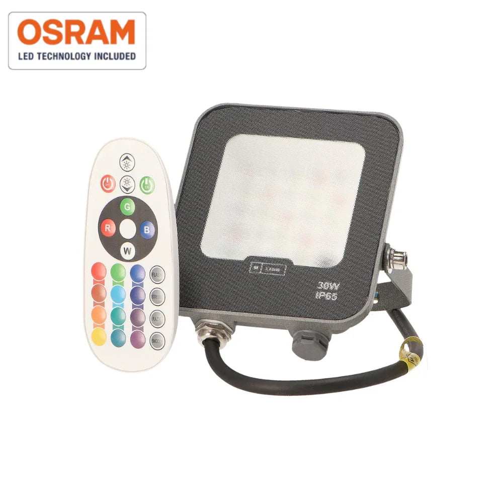 Proiector RGB Napoli Plus, LED OSRAM 30W IP65, Telecomanda Inclusa ...
