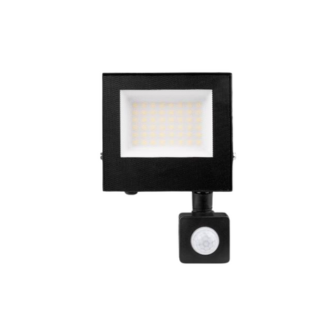 Reflector LED negru 30W cu senzor mișcare PIR IP65
