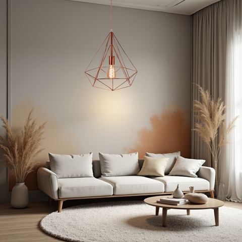 pendul rose gold din metal cu bec E 27