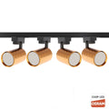 Design minimalist cu șină neagra și 4 proiectoare Diamond echipate cu becuri Osram 10W GU10, pentru accentuarea zonelor 
