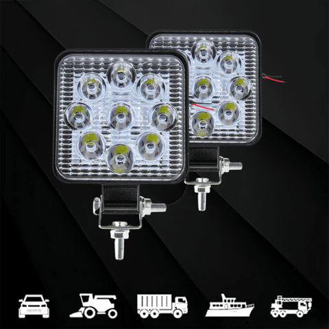 set 2 proiectoare auto, proiectoare offroad, proiector auto 27w, set proiectoare camion, proiectoare suv, proiectoare masini de teren, led-box.ro