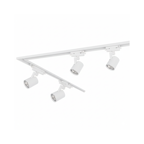 Set șină alb mat, 4 proiectoare GU10, montaj aparent
