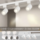 Sina albă de 1 metru cu 3 proiectoare Diamond echipate cu becuri LED GU10 Osram 10W, montată elegant pe un tavan 
