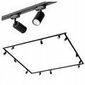 Set șină tavan monofazată 4x2m 12 spoturi GU10 negru mat vedere ansamblu