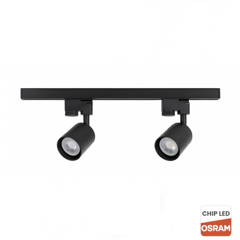 Sina neagra de 1 metru cu 2 proiectoare Diamond echipate cu becuri LED GU10 Osram 10W.
