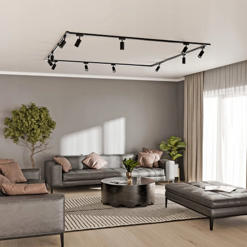 Șină tavan GU10 instalată showroom magazin spațiu comercial